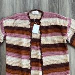 Xirena Browm Striped Cardigan Sweater Small Boho Casual Crochet Neutral Brown Photo 2