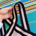 Forever 21  Rib Knit Halter Crop Top in Cream with Black Athletic Stripe size L Photo 2