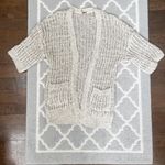Free People marble tan crochet knit open cardigan quarter sleeve sweater Photo 2