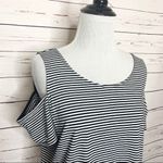 Michael Kors Striped Cold Shoulder T-Shirt Casual Top Size Large Photo 3