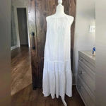 New World Market Boho Sleeveless White Maxi Dress | Size Large/Medium Photo 3