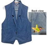 VTG Gotcha Covered Denim Vest sz L Western handmade Bird Embroidery on Back USA Blue Size L Photo 1
