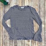 frame denim linen striped bell sleeve shirt top Photo 4
