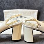 Prada Geometric Cream Logo Triangle Slingback Pumps In Argento 35.5 Sale As Is Photo 11