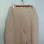 Flax  Womens 100% Linen Tan Pull On Cropped‎ Tapered Pants Photo 3