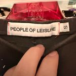 People Of Leisure NWOT Black Paint Splatter Bottom Flare Leggings w/ Slit Flare White Photo 5