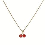 Gold Cherry Pendant Necklace Photo 5