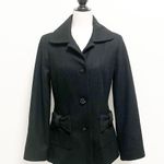 Betsey Johnson Black Wool Blend Button Up Coat Bow Pockets NWT 6 *Button Defect* Photo 0