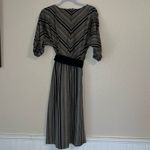 Vintage modest dress vertical stripes with belt 1980s 1970s Photo 4