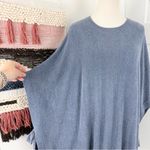 Barefoot Dreams  CozyChic Ultra Lite Side Tie Hi Low Poncho Blue Sz S/M Photo 2