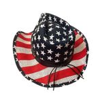 Source Unknown American Flag Cowboy Hat USA Cowgirl Hats for Men and Women Red White and Blue Photo 1