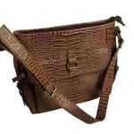 Coldwater Creek Brown Faux Crocodile Leather Purse Shoulder Bag Crossbody Photo 10