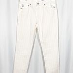 AG Adriano Goldschmied The Prima Cigarette Crop Jean: Coastal Stripe Ivory White Photo 0