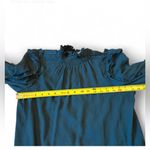 Max Studio NWOT   M Blue Ruffle High Neck Blouse Smocked Cuff Balloon Sleeve Top Photo 10