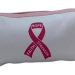 Boutique NWT White Breast Cancer Awareness Pencil Case Cosmetic Beauty Bag Keychain Pouch Photo 1
