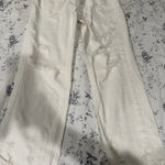 ZARA  Women's White Ripped Straight Leg Jeans Size 2 High Rise Photo 0