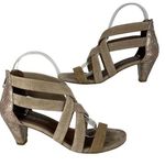 Donald J Pliner Womens Cross Strap Sandals Heels Shoes 8 Beige Leather Photo 0