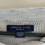 American Eagle Grey Knit Sweater With Scoop Tie Neck Photo 2
