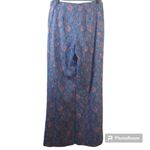 Versona  Blue Floral Linen Boho Retro Wide Leg Pants Size 4 Photo 1