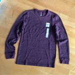 Sonoma Long Sleeve Thermal Crewneck, Red Wine Burgundy Heather, Size S Photo 9