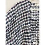 Anthropologie  June Gingham Cropped Oversized Kimono Navy Blue Multicolor Size OS Photo 7
