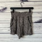 Three Dots Black & Beige Patterned High Waisted Pull On Shorts Photo 1