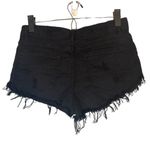 Bershka #BSKGirl X Black Fringe Trim Raw Hem Embroidered Jean Shorts Women Sz 4 Photo 1