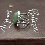 Handmade Green Jade Oval Adjustable Ring Stainless Steel Boho Jewelry Photo 1