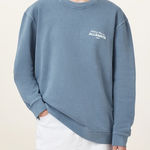 All Saints Etta Soleil Oversized Crewneck Sweatshirt Flint Stone Blue Sze Medium Photo 0