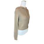 SO  Juniors Hoodie XS Beige Eyelash Plush Yard Loungewear Crop Khaki Womens NWT Photo 5
