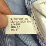 Banana Republic  medium Blue Linen White Lace Blouse Top Photo 7