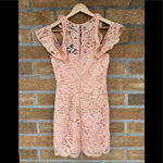 NBD  Peach Allover Lace Cold Shoulder Dress small Photo 9