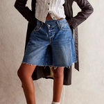 We The Free People $98 Boomerang High Rise Long Shorts Denim Jeans Baggy size 29 Photo 0