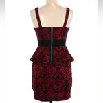 Material Girl Red & Black Damask Strappy Peplum Cocktail Party Dress Size Medium Photo 2