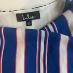 Lulus  Romper Royal Blue hot pink white wide 3/4 Sleeves size Small Aesthetic eye catching  Photo 10