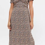 Billabong Love Letters Floral Midi Dress M Puff Sleeve Smocked Cottagecore Boho Photo 0