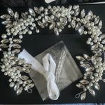 Boutique Headband Wedding Pearl Bridal Headdress Pearl Headpiece Rhinestone Leaf Photo 7