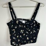 No Boundaries  Floral Bustier Crop Top Black Yellow Ditsy Print Size Large Photo 1