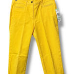 Jones New York Yellow Stretch Cropped Pants 8P Petite Ankle Trousers Summer Photo 0