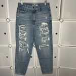 Levi's High Waisted Mom Jeans Deconstructed Indigo Tapered Distressed Size 30 Photo 3