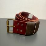 HANDCRAFTED Vintage Burgundy Leather Buckle Belt Brown Photo 4