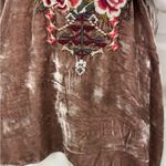 Johnny Was  Pink Velvet Heavily Embroidered Tunic Top Long Sleeve Sz Small. Photo 10