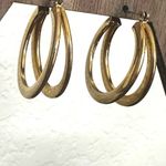 Gold tone double hoop earrings Photo 4