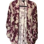 Torrid  Womens Kimono Wrap Cardigan Size 1/2 Purple Tie Dye Washed Cocoon Open Photo 0