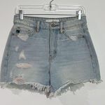 KanCan High Waist Distressed Cotton Candy Jean Shorts Fray Hem Color Thread Sz S Blue Photo 0