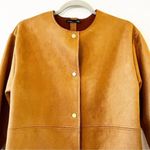 ZARA Faux Fur Ultrasuede Coat Brown Size Small Snap Front Blogger Fave Cozy Photo 8
