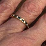 Vintage Channel Set Teal And Clear Crystals Eternity Ring Gold Photo 3