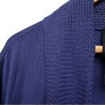 Eileen Fisher Silk Cashmere Blue Drape Cardigan with Knit Detail Short Sleeve L Photo 3