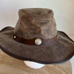Vintage 90s Brown Suede Genuine Leather Bendable Nickel Western USA Hat Size XL Photo 1