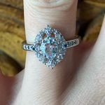 Natural Aquamarine Blue Diamond Sterling Silver Ring Size 5.75 Photo 0